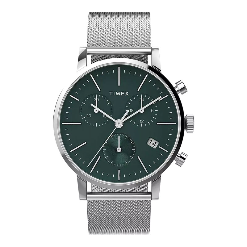 Timex Jam Tangan Pria Timex Midtown TW2W43400 Chronograph Green Dial Mesh Strap