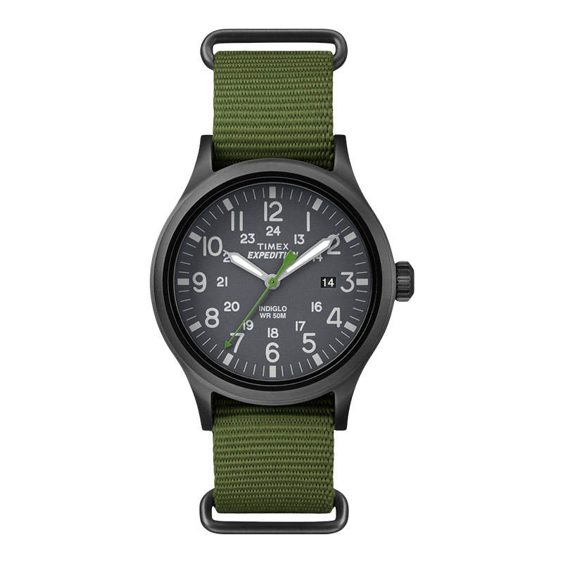Timex Jam Tangan Pria Timex Expedition Scout TW4B04700 Indiglo Black Dial Green Nylon Strap