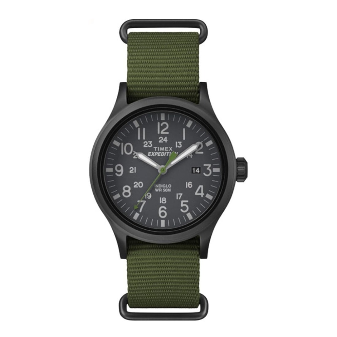 Timex Jam Tangan Pria Timex Expedition Scout Indiglo Black Dial Green Nylon Strap TW4B04700TC Origin