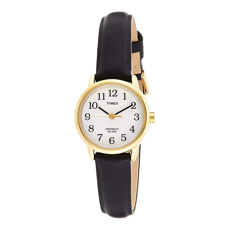 Timex Jam Tangan Wanita Timex Easy Reader T20433 Indiglo White Dial Black Leather Strap