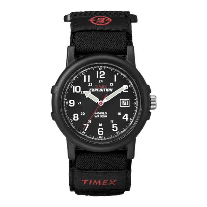 Timex Jam Tangan Pria Timex Expedition Camper T40011 Indiglo Black Dial Black Fabric Strap