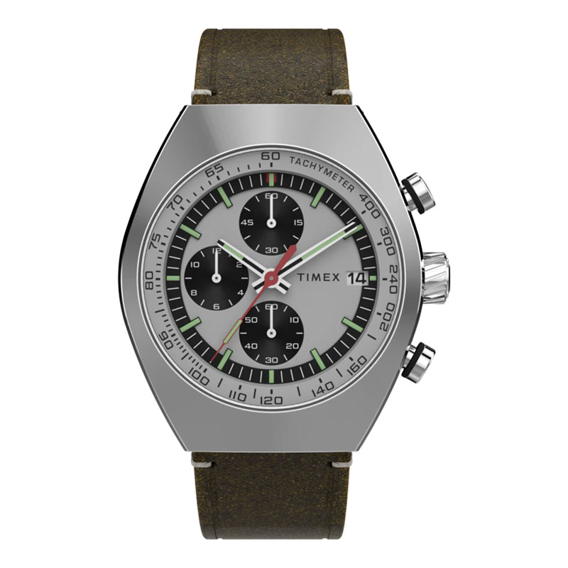 Timex Jam Tangan Pria Timex Legacy TW2W50100 Tonneau Chronograph Panda Dial Brown Leather Ecco DriTa