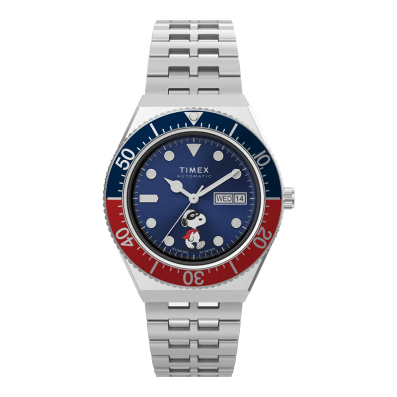Timex Jam Tangan Pria Timex M79 X Peanuts TW2W47500 Automatic Blue Dial Stainless Steel Strap