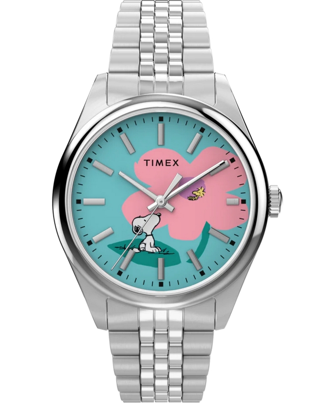Timex Jam Tangan Unisex Timex TW2Y52600V5 Timex x Peanuts Legacy Snoopy with Flower Dial 36mm Stainl