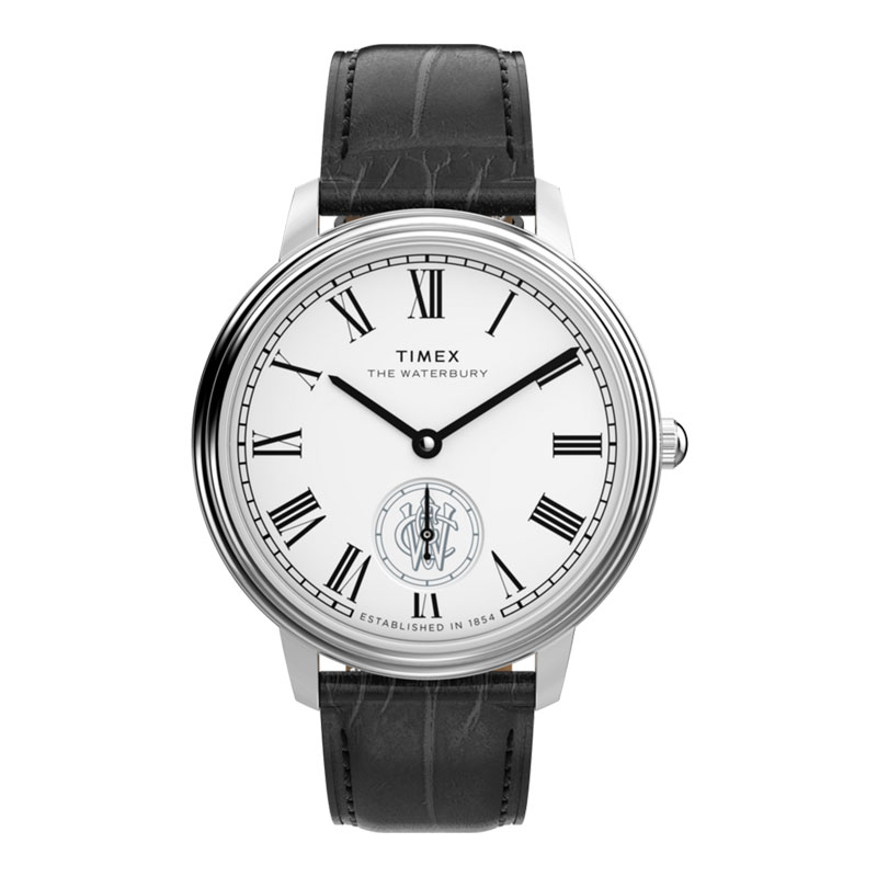 Timex Jam Tangan Pria Timex Waterbury TW2Y23100 Metropolitan Sub-Second Silver Dial Black Leather St