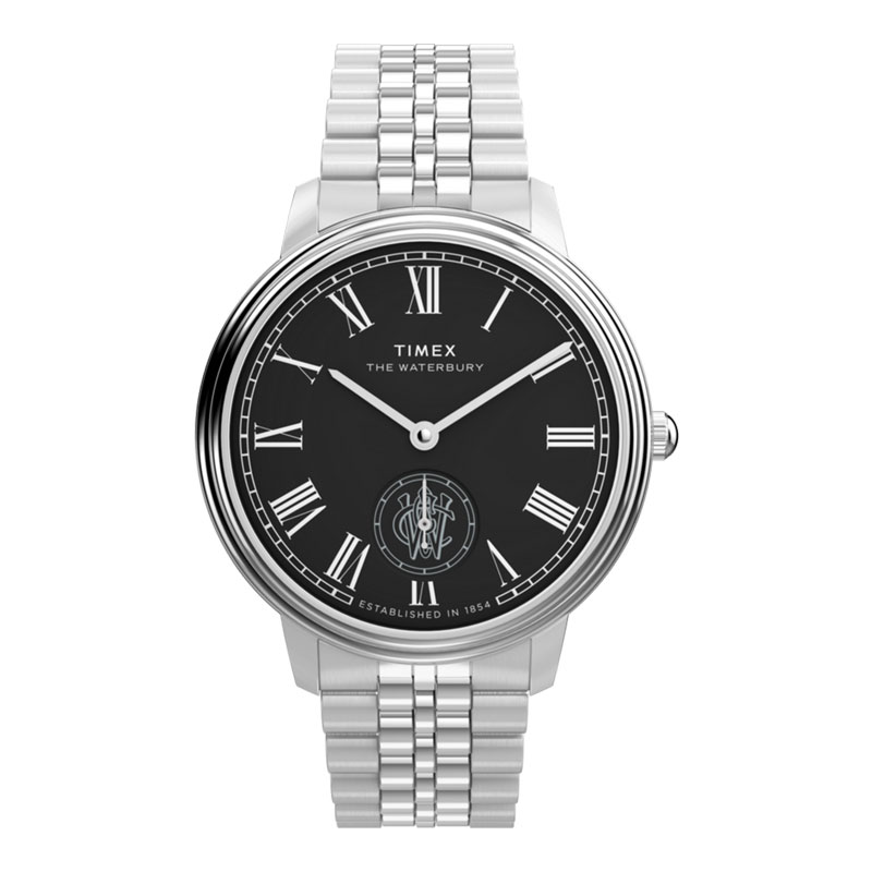 Timex Jam Tangan Pria Timex Waterbury TW2Y23300 Metropolitan Sub-Second Black Dial Stainless Steel S