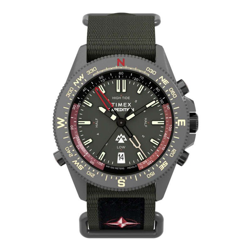 Timex Jam Tangan Pria Timex Expedition TW2W91100 Tide Temp Compass Green Dial Green Fabric Strap