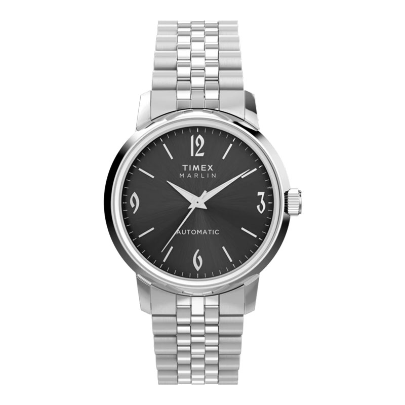 Timex Jam Tangan Pria Timex Marlin TW2W93200 Automatic Black Dial Stainless Steel Strap