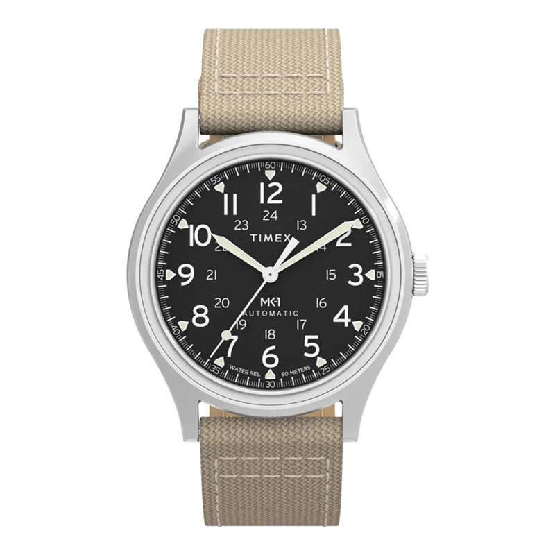Timex Jam Tangan Pria Timex MK1 TW2Y11900 Automatic Black Dial Tan Fabric Strap