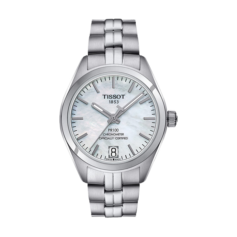TISSOT Jam Tangan Wanita Tissot PR100 T101.208.11.111.00 Chronometer Mother of Pearl Dial Stainless 