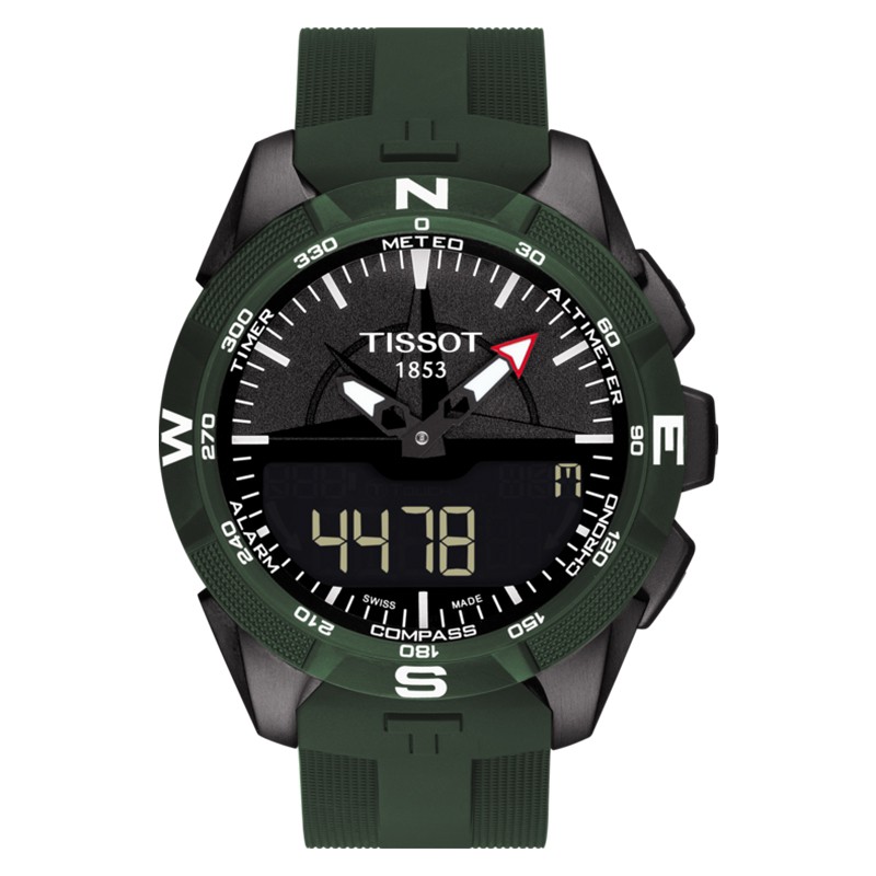 TISSOT Jam Tangan Pria TISSOT T-Touch Expert Solar II T110.420.47.051.00 Black Dial Green Rubber Str