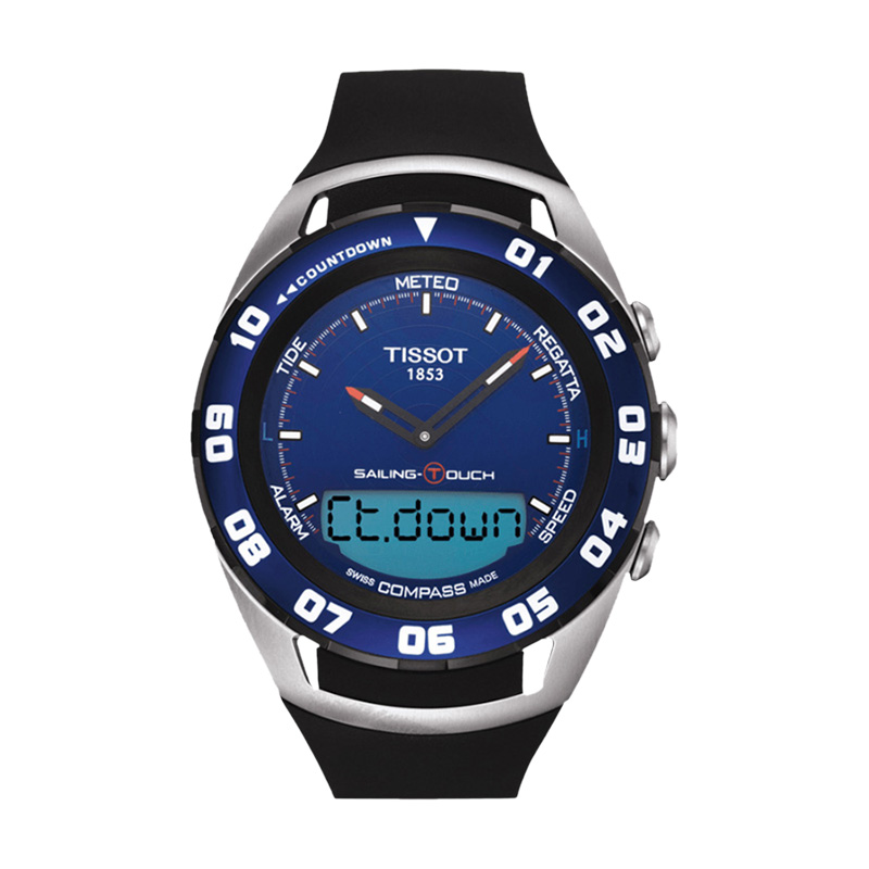 TISSOT Jam Tangan Wanita TISSOT T-Touch T056.420.27.041.00 Sailing Man Blue Digital Analog Dial Blac
