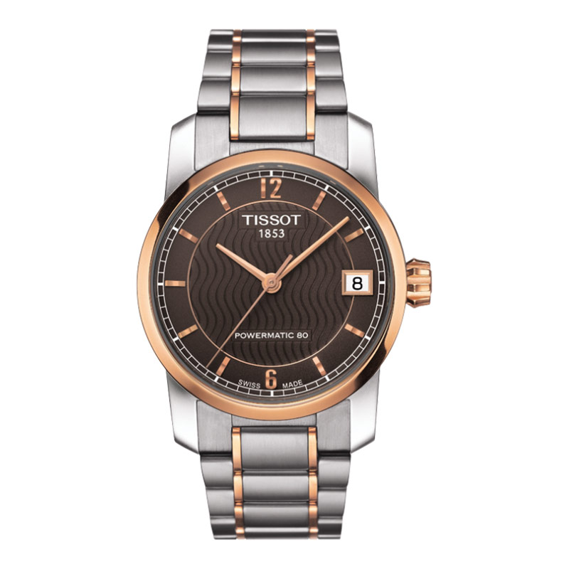 TISSOT Jam Tangan Wanita Tissot T-Classic T087.207.55.297.00 Titanium Powermatic 80 Brown Dial Titan