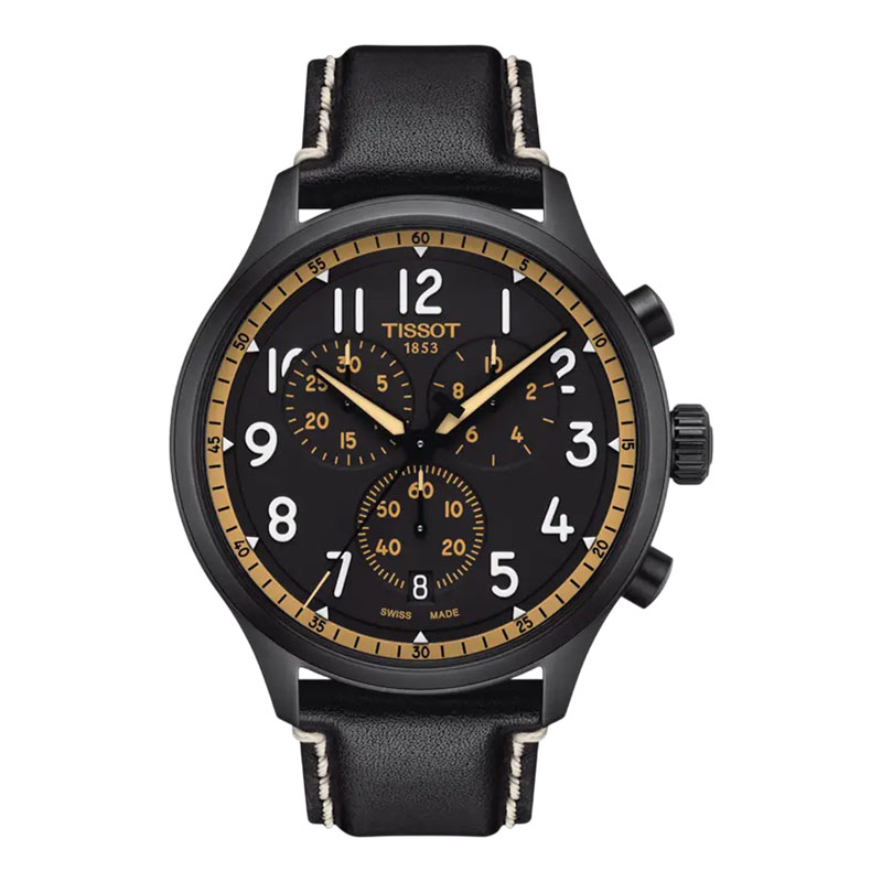 TISSOT Jam Tangan Pria Tissot Chrono XL Vintage 45mm T-Sport T116.617.36.052.02 Black Dial Black Lea