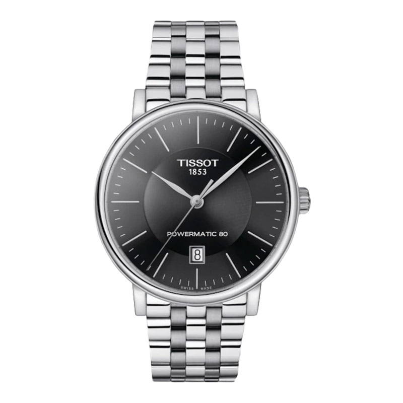 Tissot Jam Tangan Pria Tissot T-Classic T122.407.11.051.00 Carson Premium Powematic 80 Black Dial St