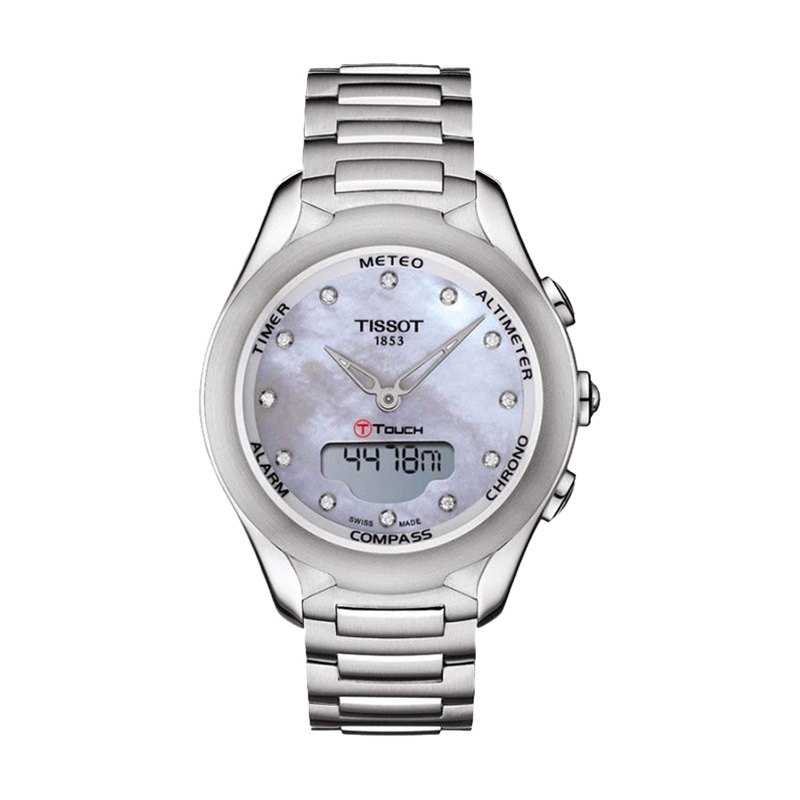 TISSOT Jam Tangan Wanita TISSOT T-Touch T075.220.11.106.00 Expert Solar Mother of Pearl Dial Stainle