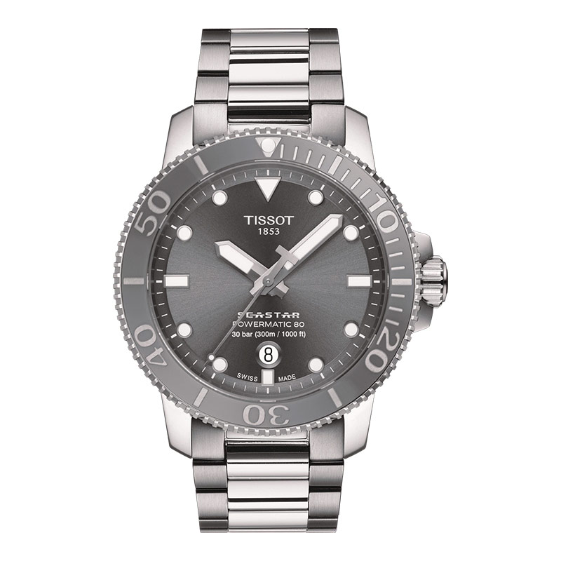 Jam Tangan Pria Analog Tissot Seastar 1000 Powermatic 80 T120.407.11.081.01 Stainless Steel Putih