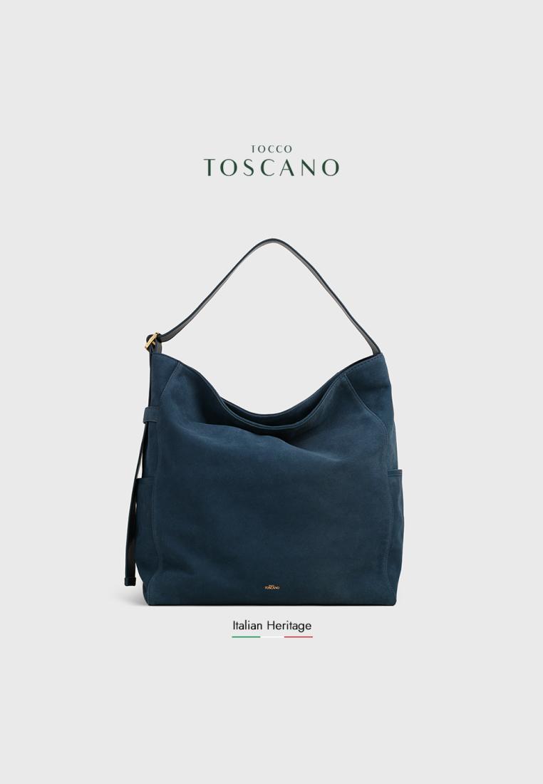 Tocco Toscano Carin Slouchy Hobo - Tas Pundak Wanita Bahan Suede Kulit Sapi Asli (Blueberry)