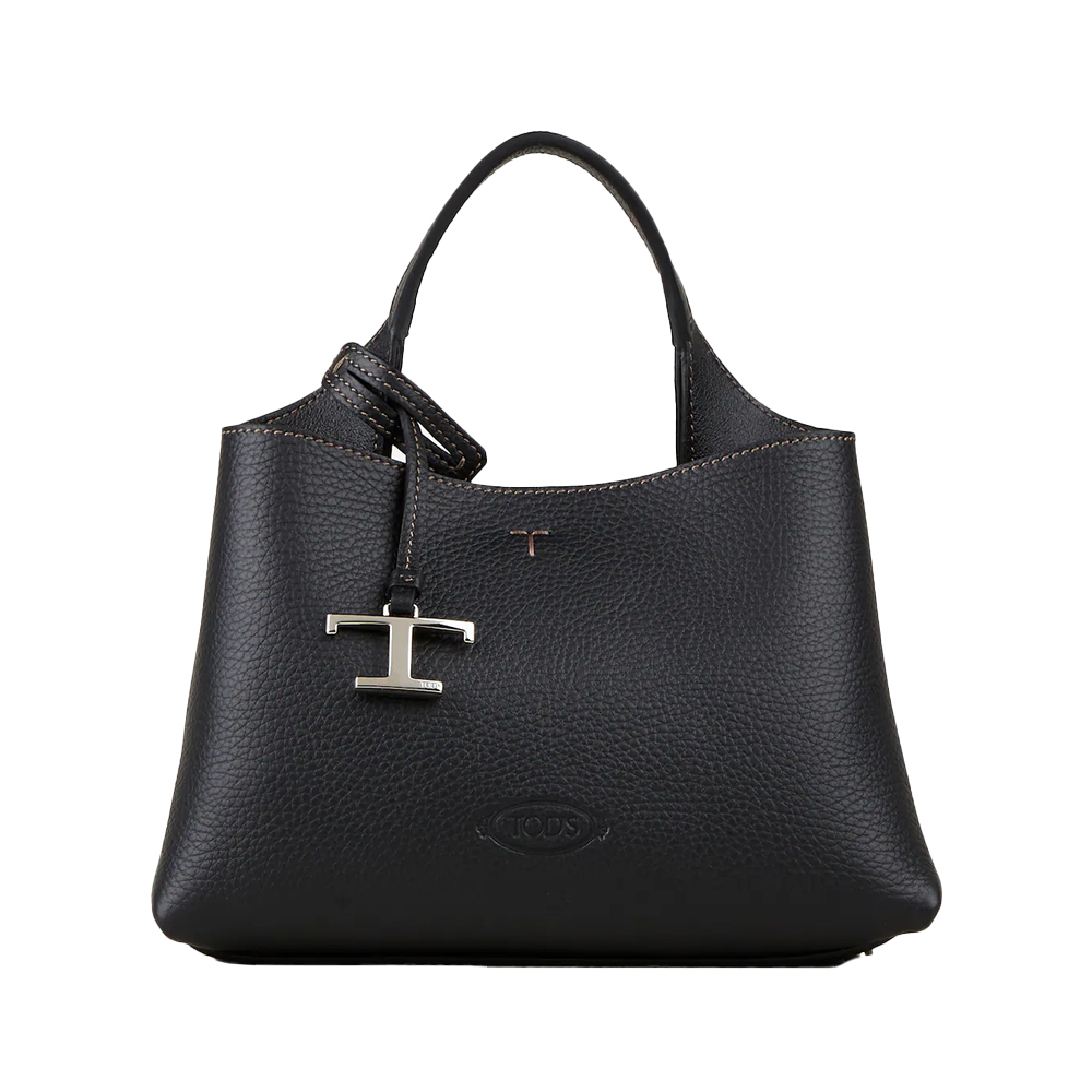 Tod's T Stamped Leather Micro Bag Black