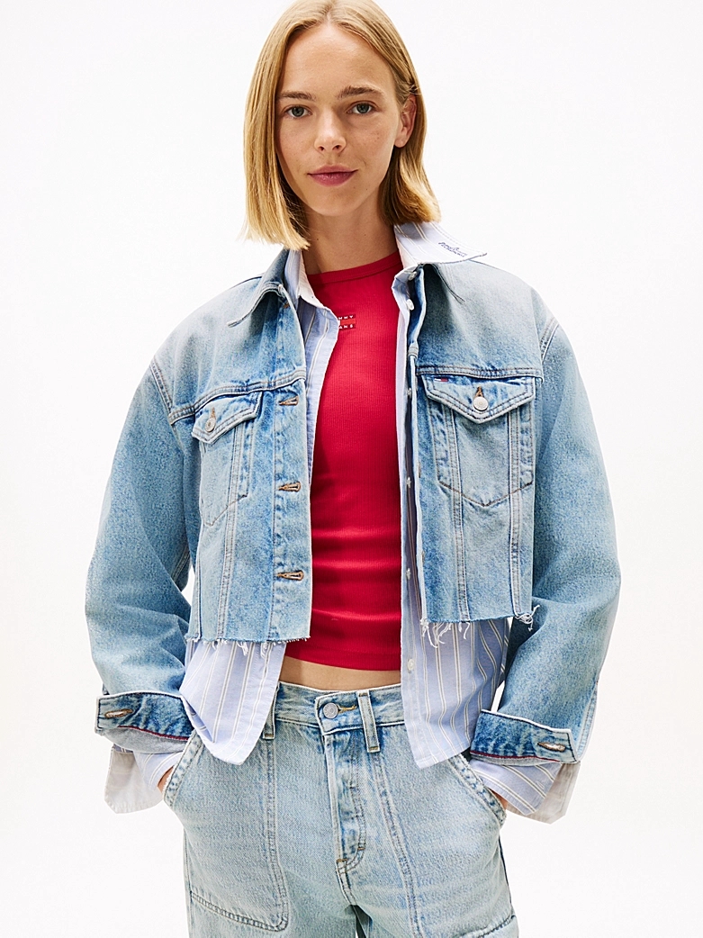 Tommy Hilfiger Tommy Jeans - Back Logo Oversized Cropped Denim Jacket