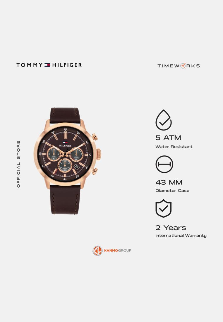 Tommy Hilfiger Kent Multifunction Brown Leather Strap - Jam Tangan Pria - 1710752