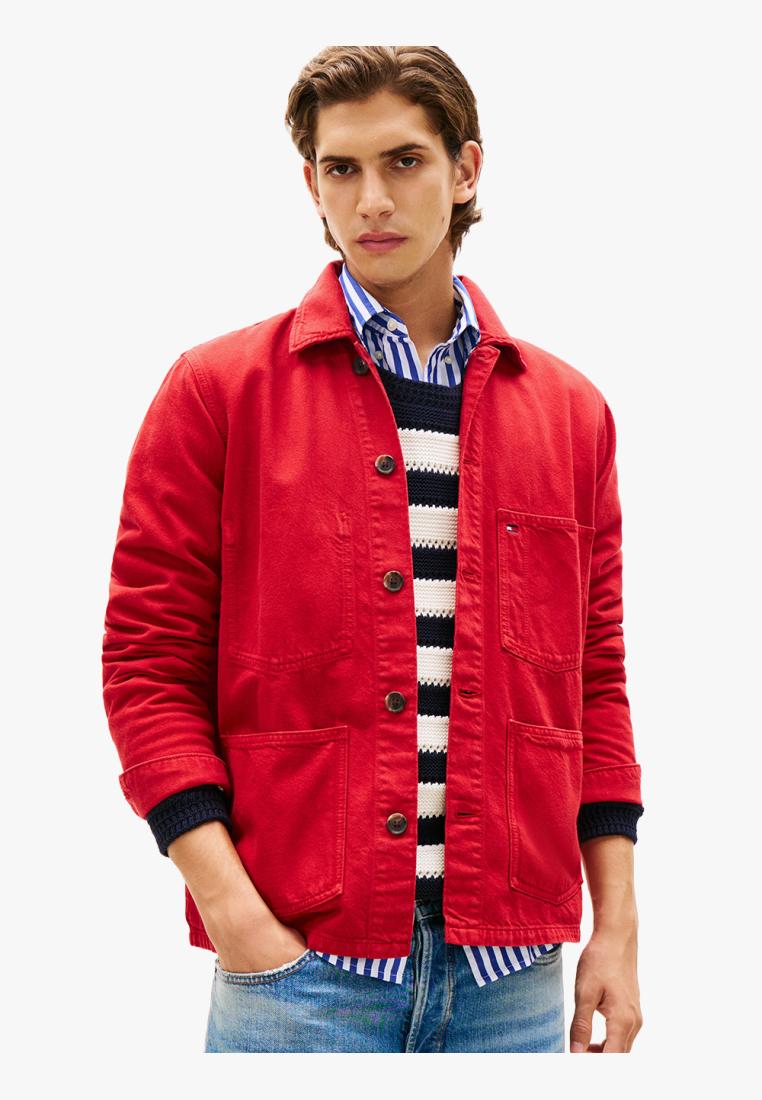 Tommy Hilfiger - Washed Flag Embroidery Denim Chore Jacket