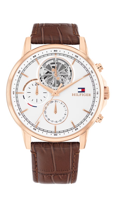 Tommy Hilfiger Watches Tommy Hilfiger Stewart White Dial Leather Strap