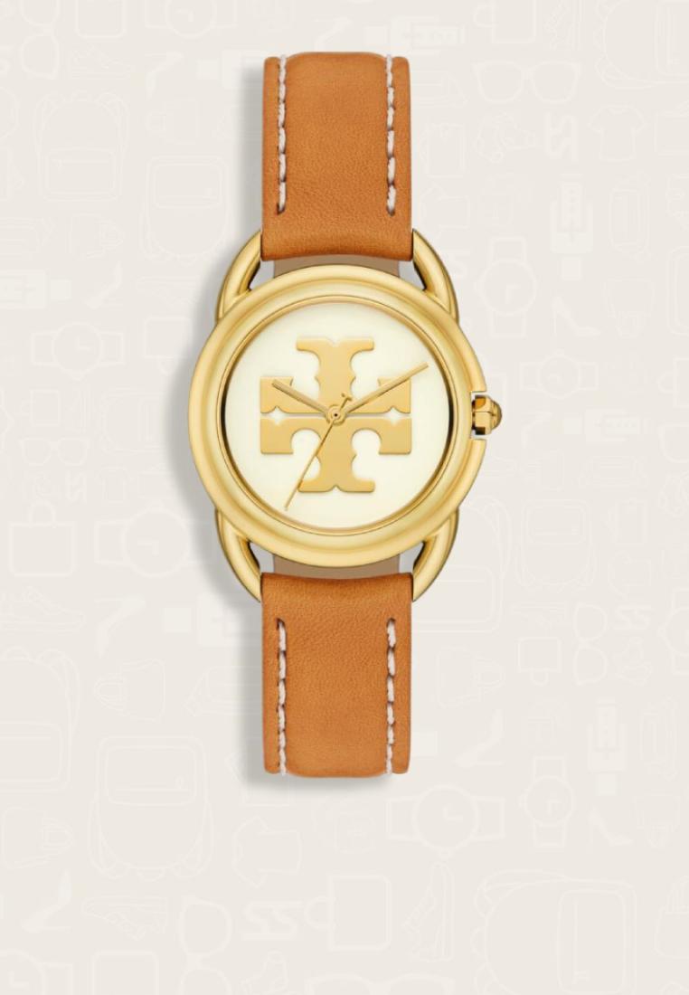 TORY BURCH Jam Tangan Wanita Tory Burch Miller Watch, Leather Gold-Tone Stainless Steel