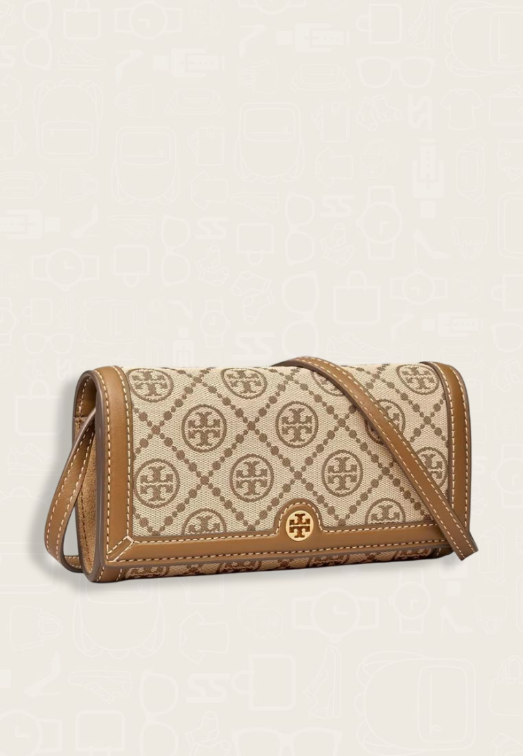 Tory Burch T Monogram Wallet Crossbody Hazelnut