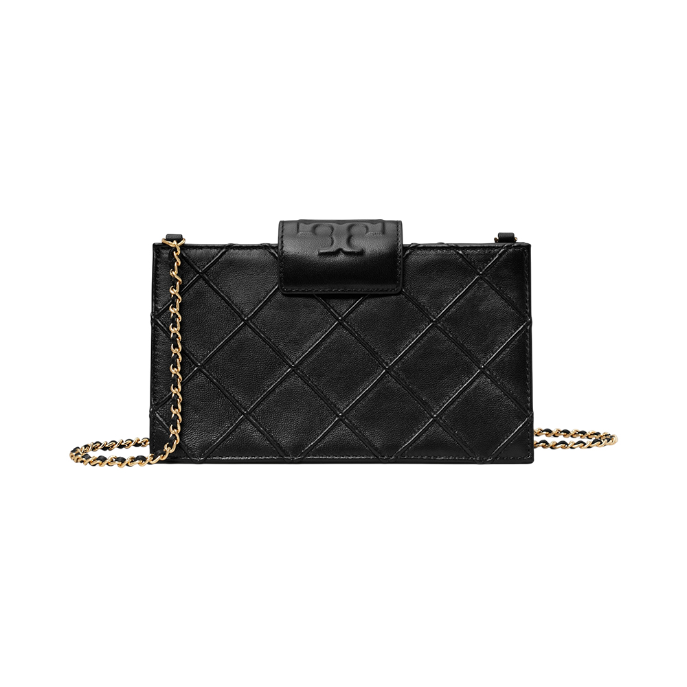 TORY BURCH Fleming Mini Chain Wallet Black Ghw