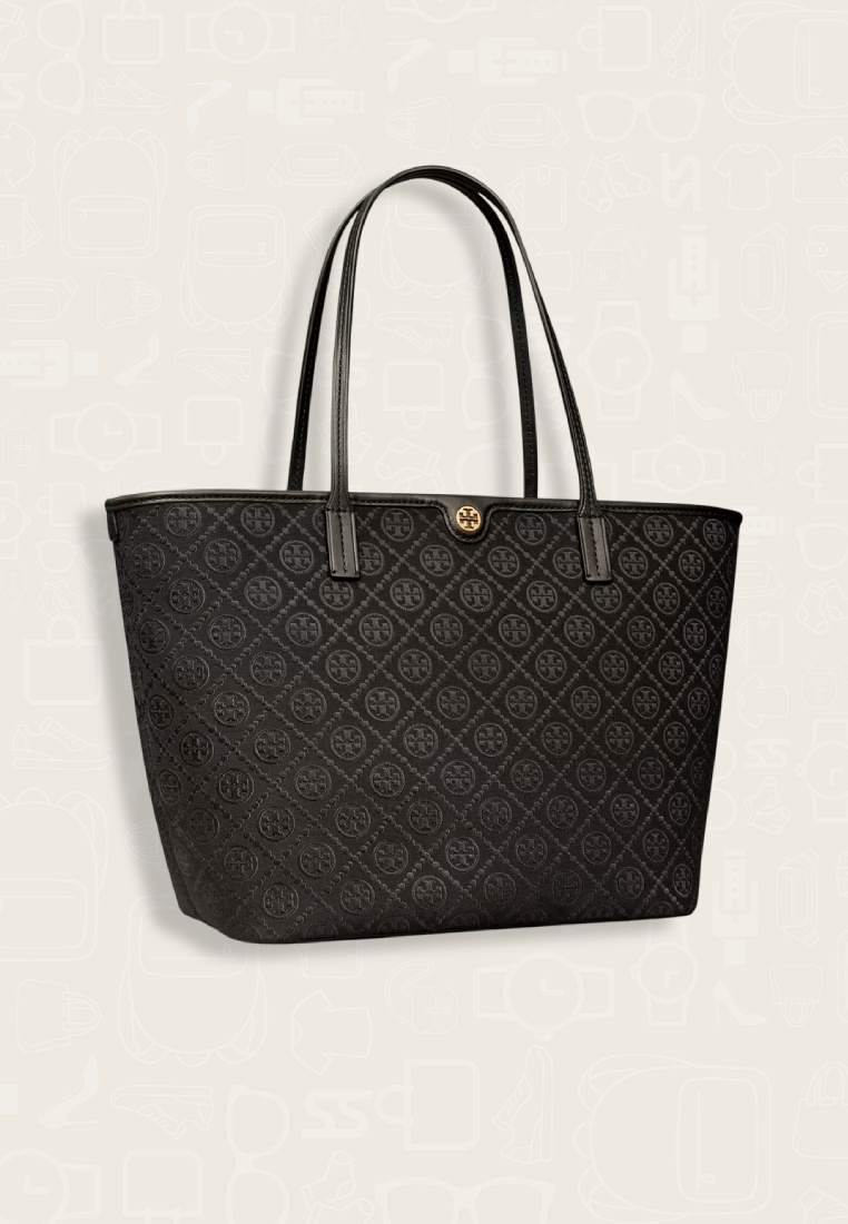 Tory Burch T Monogram Zip Tote Black