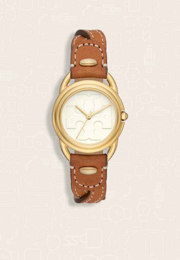 TORY BURCH Jam Tangan Wanita Tory Burch Miller Brown Braided Leather Strap Watch