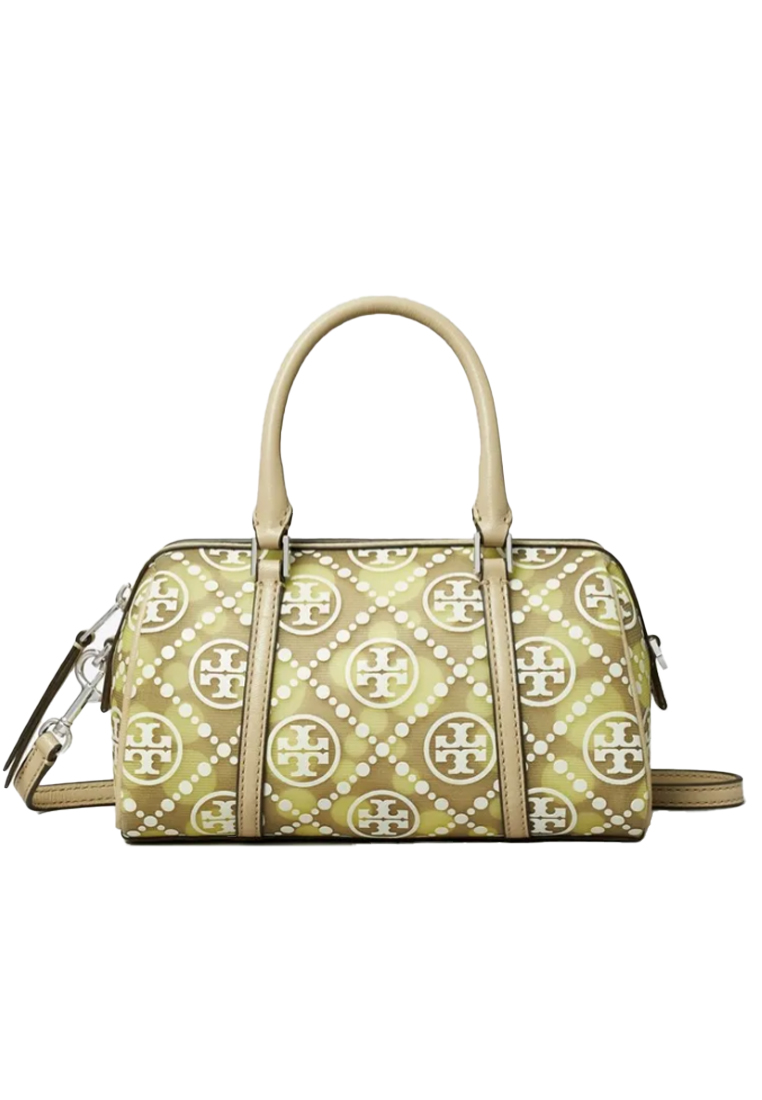 TORY BURCH T Monogram Dot Mesh Mini Barrel Bag in Soft Neutral/Honeydew 169717-250