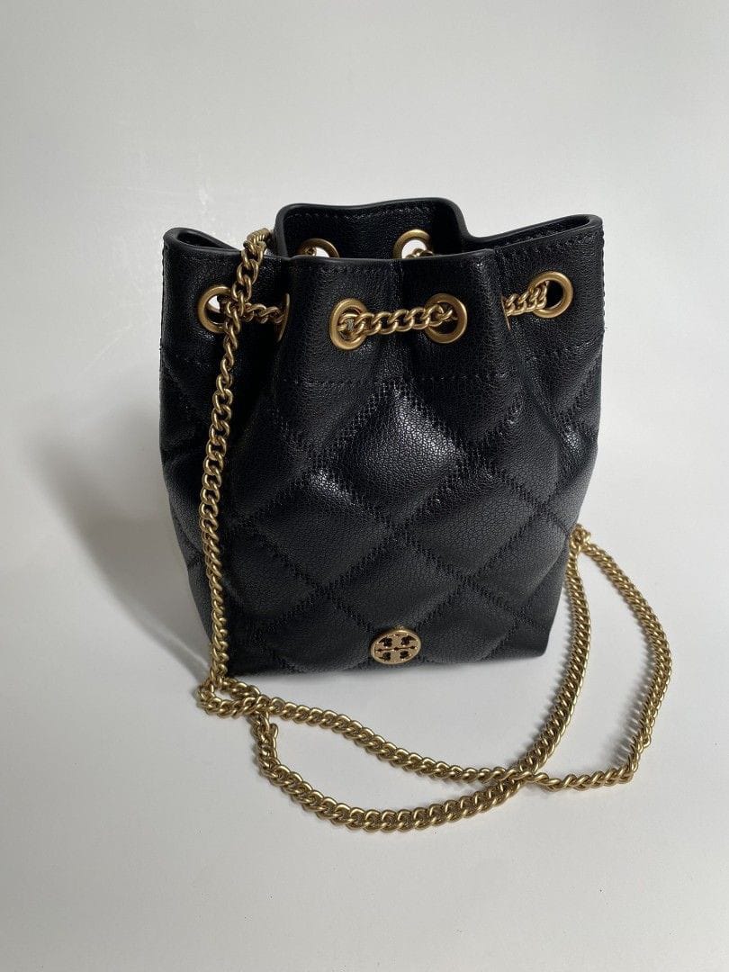 Tory Burch 163517-1024 TB Willa Shine Small Bucket Drawstring Black