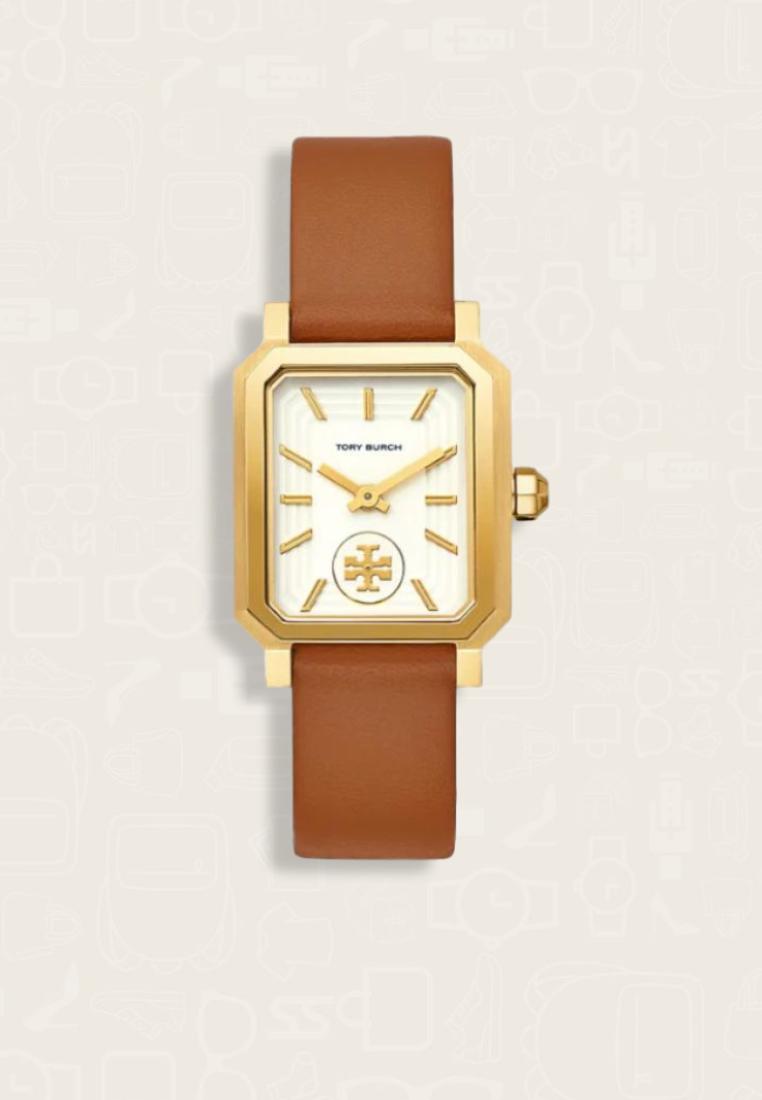 TORY BURCH Jam Tangan Wanita Tory Burch Robinson Watch Brown Leather Gold-Tone