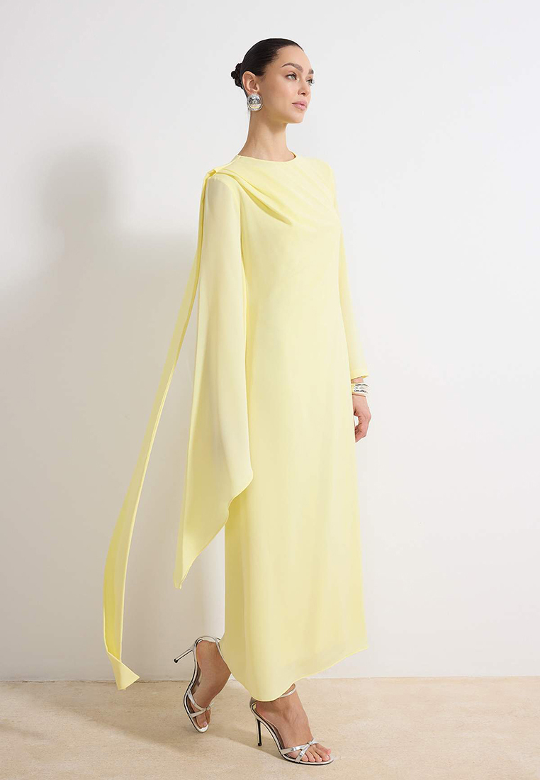Trendyol Yellow Shawl Detailed Evening Dress Tctss24Db00036