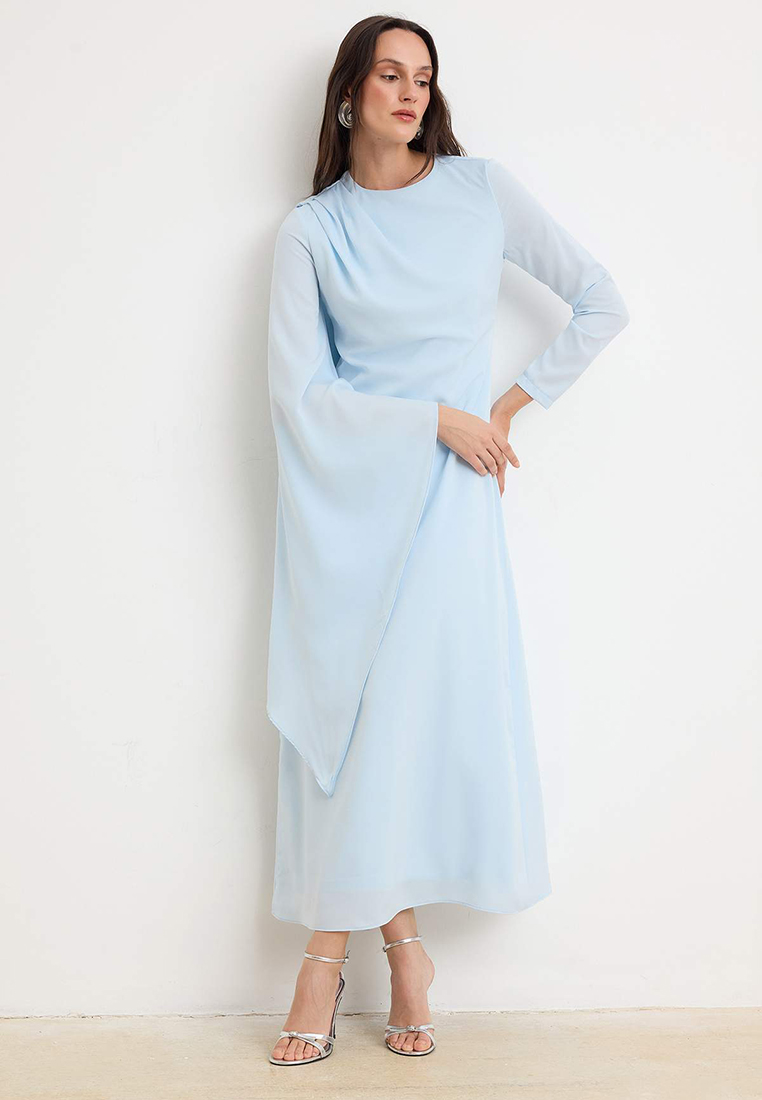 Trendyol Blue Shawl Detailed Evening Dress Tctss24Db00036