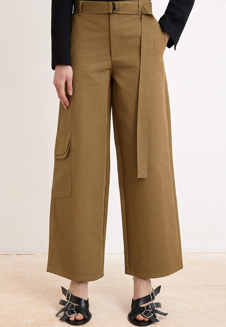 Trendyol Khaki Gabardine Cargo Trousers Twoss26Pl133