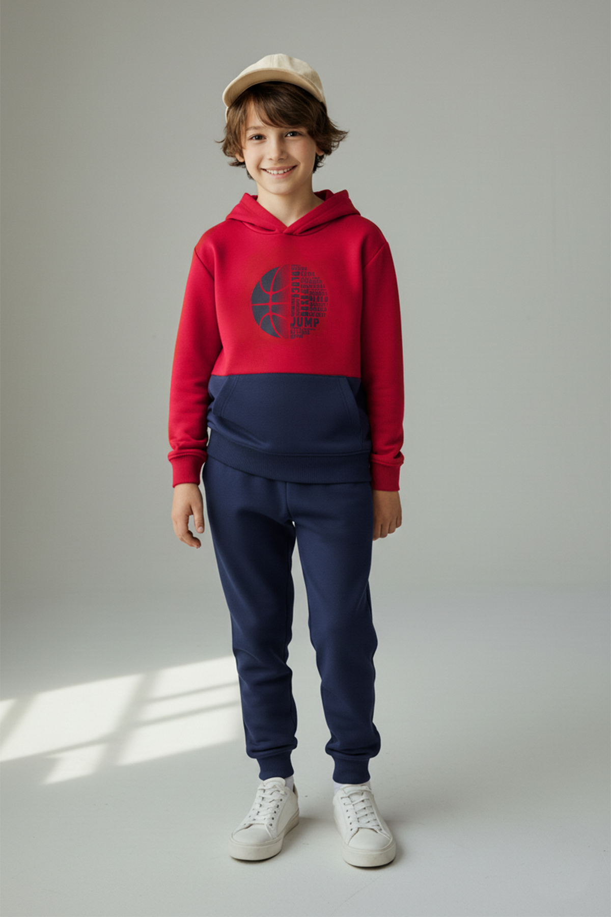 Trendyol Red Cotton Color Block Hooded 23 Nisan Regularboy'S Knitted Bottom - Top