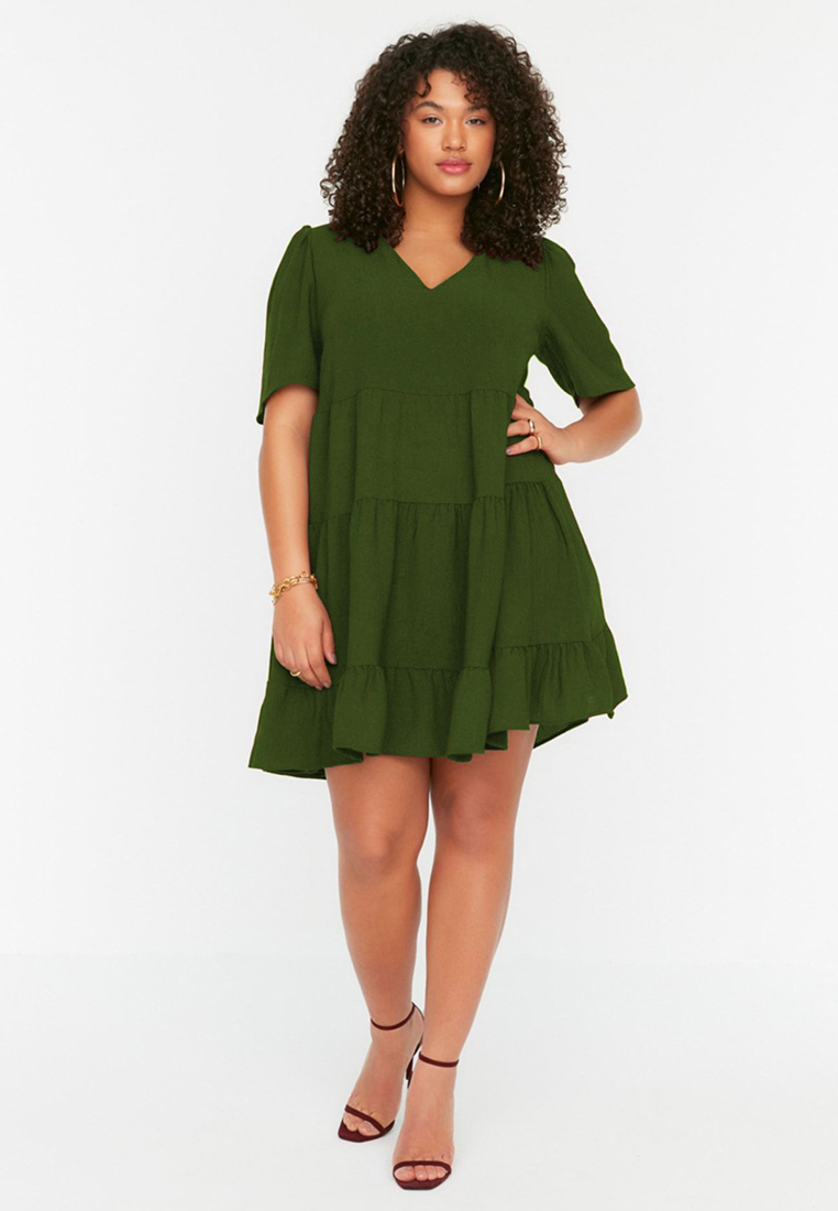 Trendyol Green Woven Flounce Dress TBBSS22EL1597