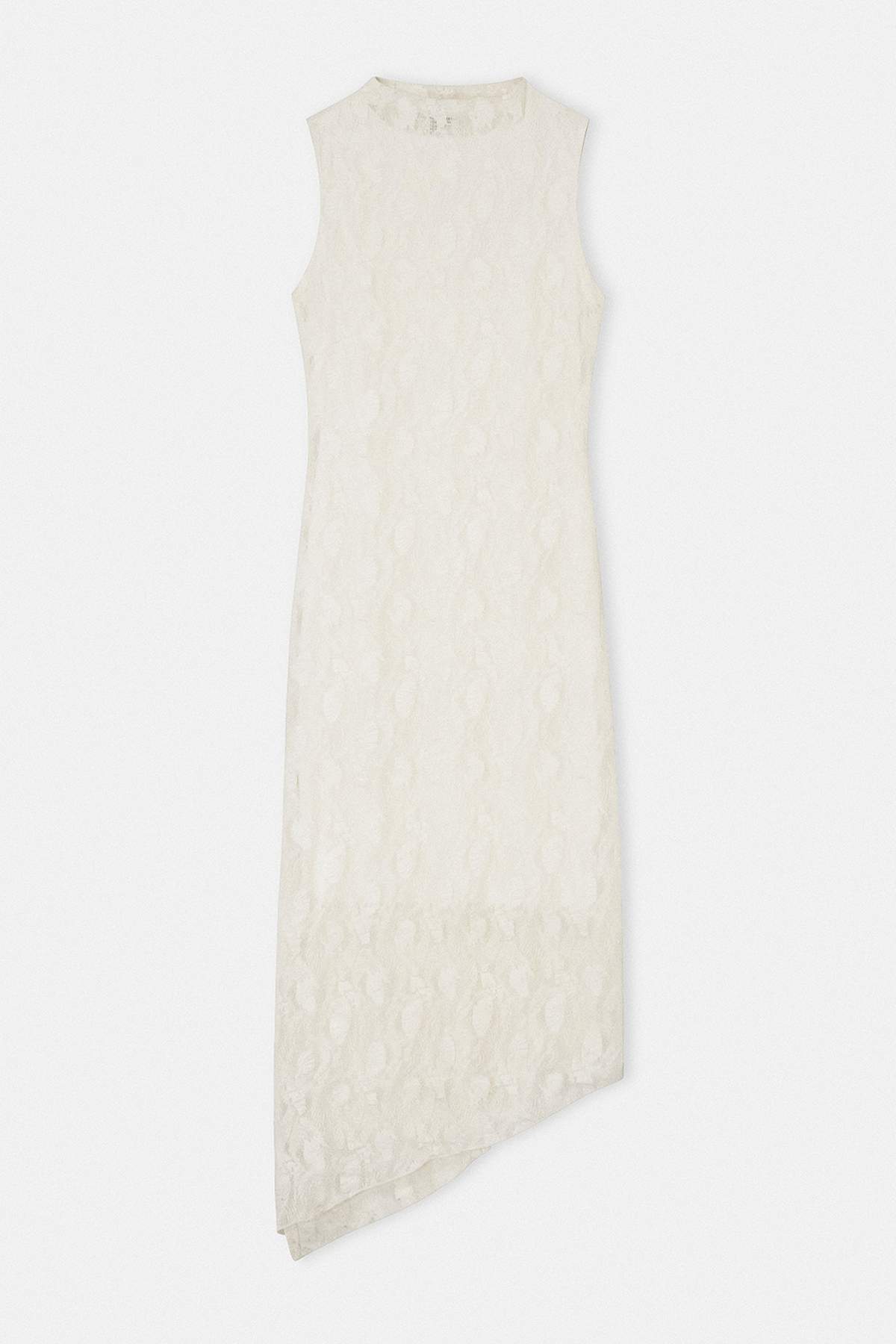 Trendyol Ecru Plain Bodycon Mock Neck Standard Sleeve Sleeveless Maxi Lace Lined Knitted Dress Twoss