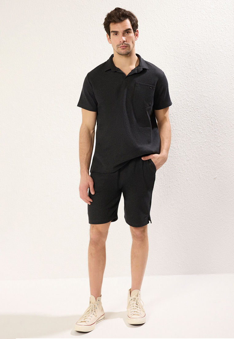 Trendyol Anthracite Regular Cut Textured Fabric Tagged Polo Neck Tracksuit TMNSS23EM00003