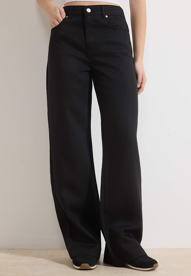 Trendyol Black Non-Fading Black Tencel ™ High Waist Long Length Wide Leg Jeans Twoss26Je82