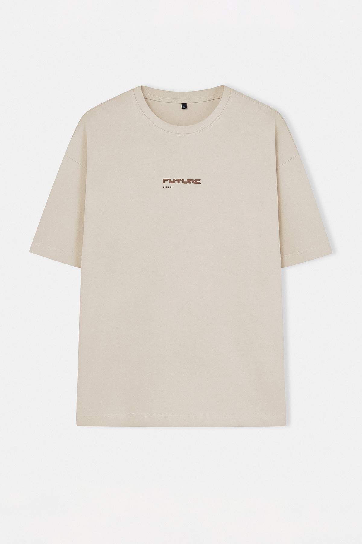 Trendyol Stone Oversized /Wide Cut Puffy Printed 100% T-Shirt Tmnss23Ts00171
