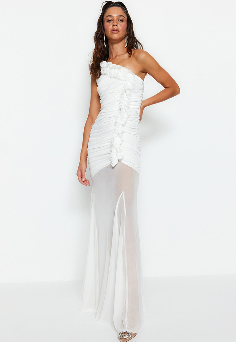 Trendyol Fitted Tulle Wedding Evening Dress