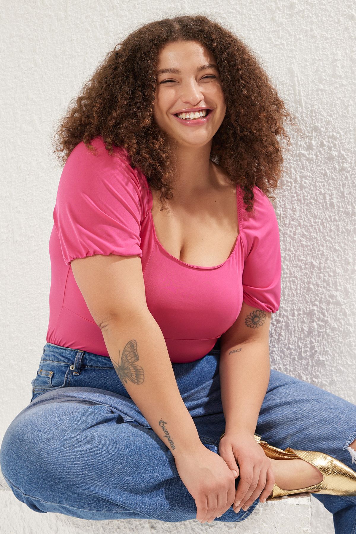 Trendyol Plus Size Puff Sleeves Blouse