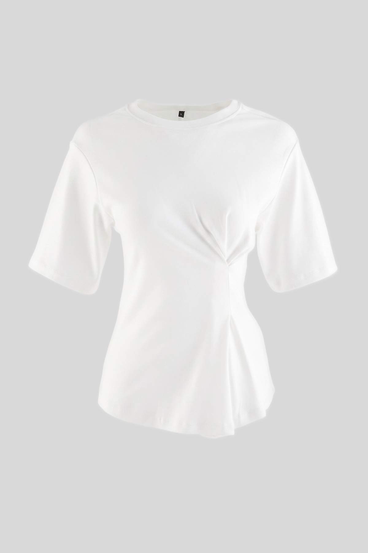 Trendyol Ecru Plain Regular Crew Neck Standard Sleeve Short Regular Interlock Knitted T-Shirt Twoaw2