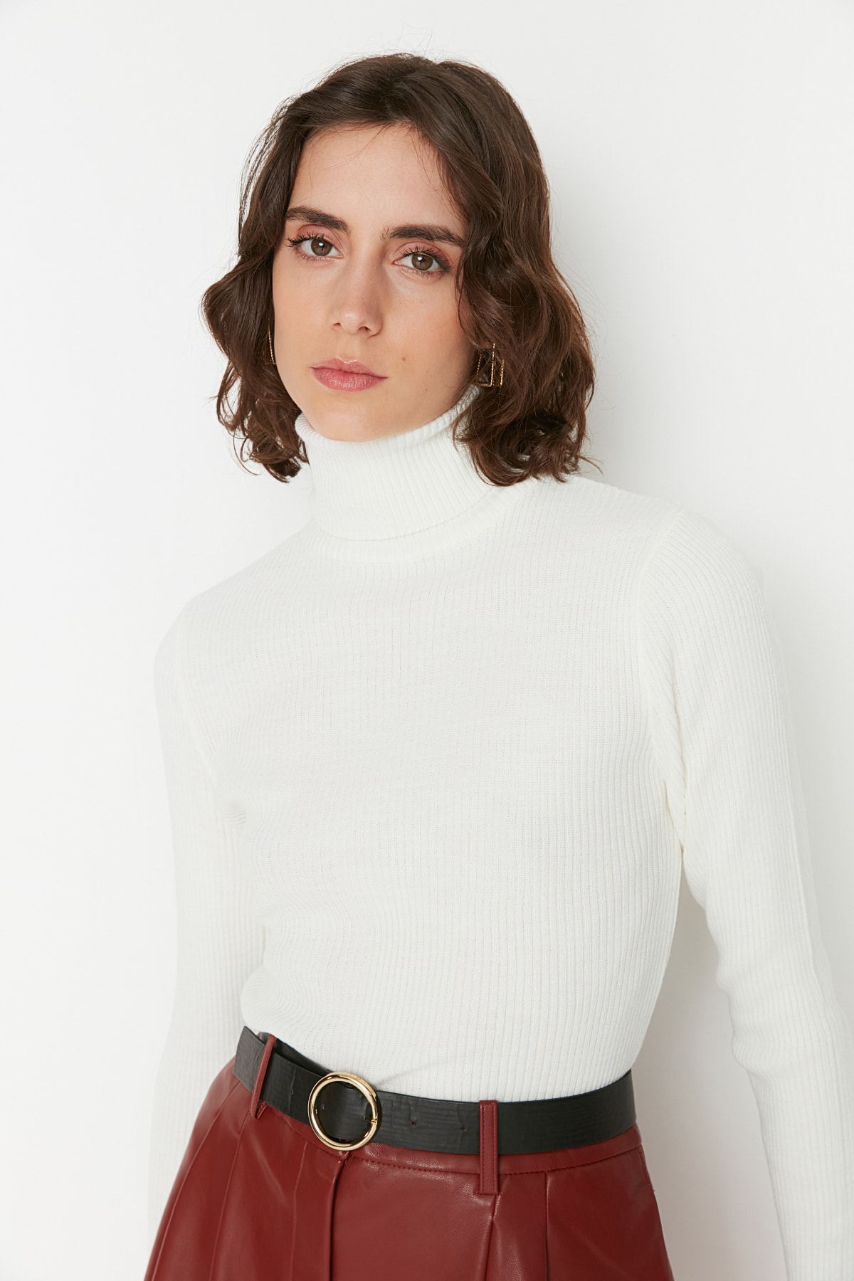 Trendyol Ecru Basic Turtleneck Sweater Twoaw21Kz1279