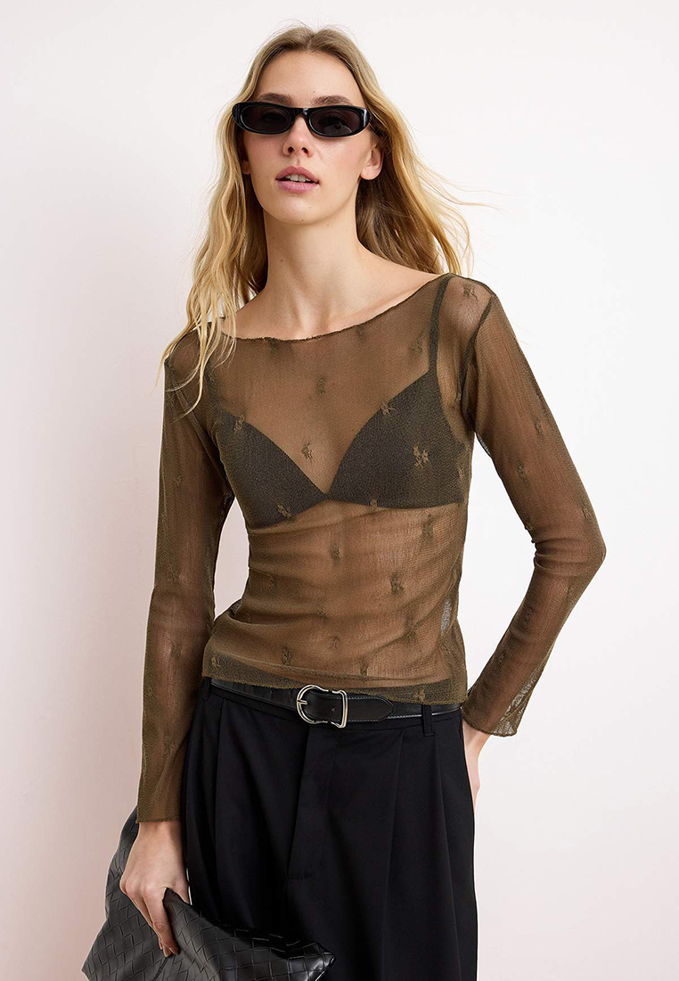 Trendyol Mesh Long Sleeve Top
