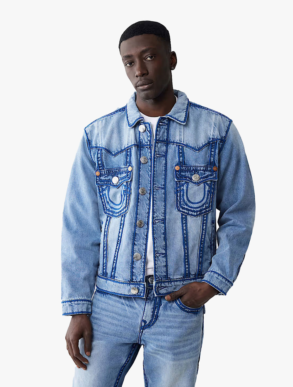 True Religion - Men Jacket - OVERSIZE ROPE STITCH JIMMY JKT - Light Wash